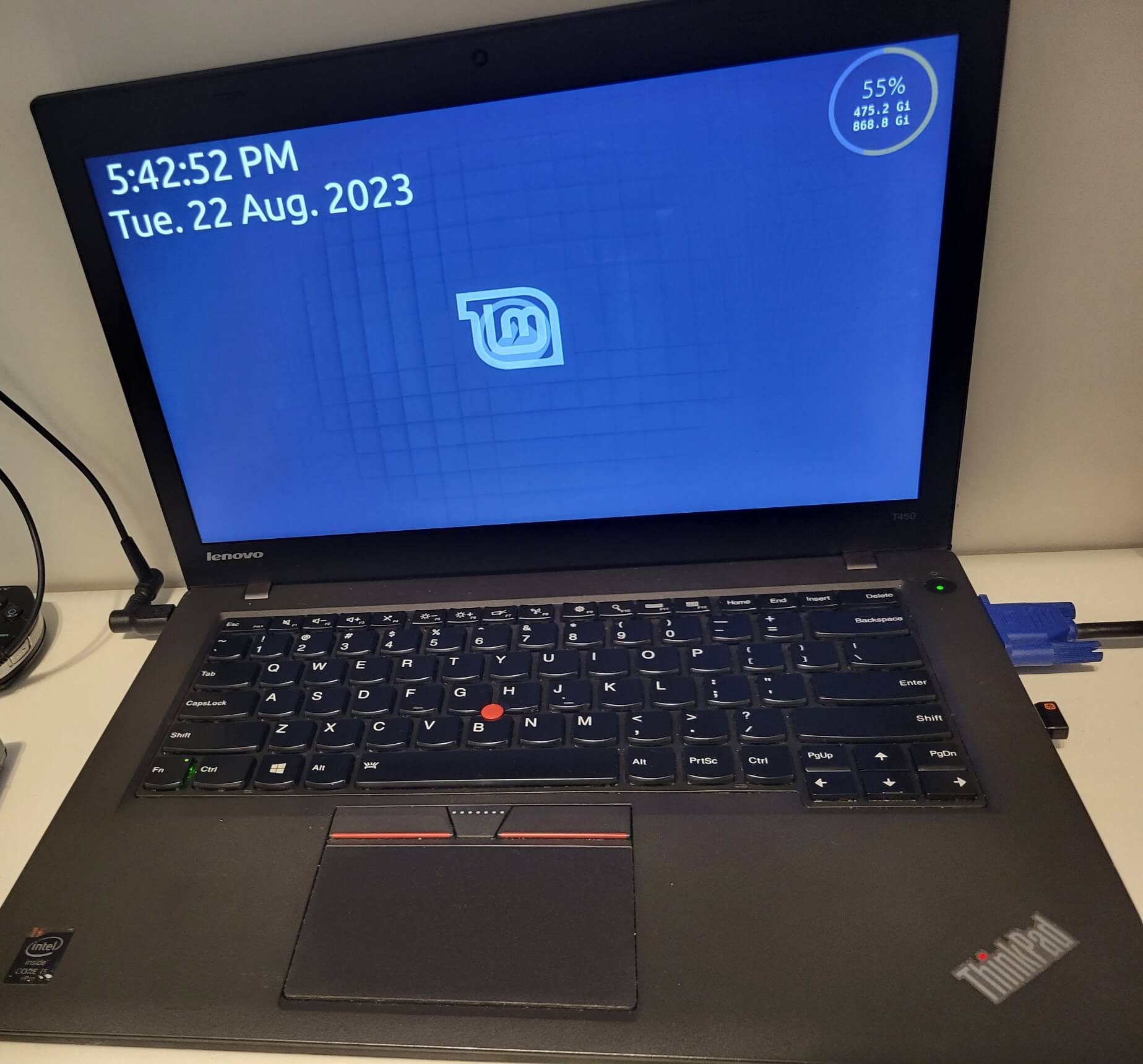 Laptop on Linux Mint desktop
